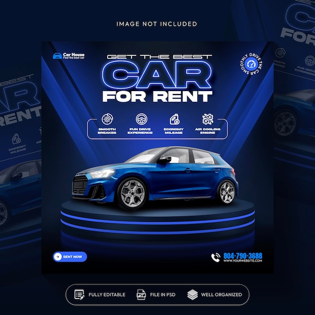 Free PSD car rent and sale automotive social media banner or instagram post template