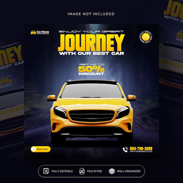 Car rent and sale automotive social media banner or instagram post template
