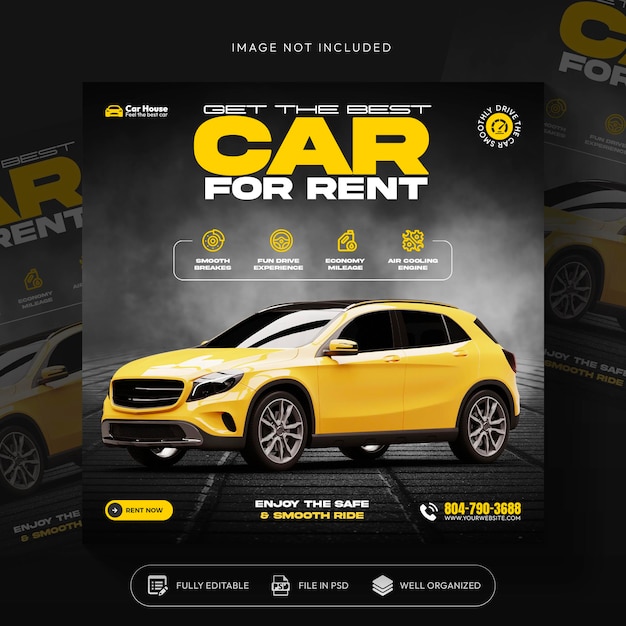 Car rent and sale automotive social media banner or instagram post template