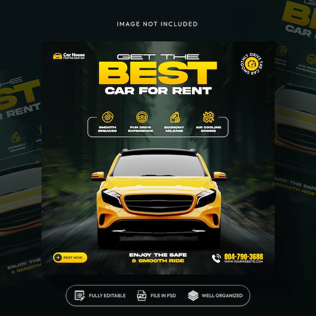 Free PSD car rent and sale automotive social media banner or instagram post template