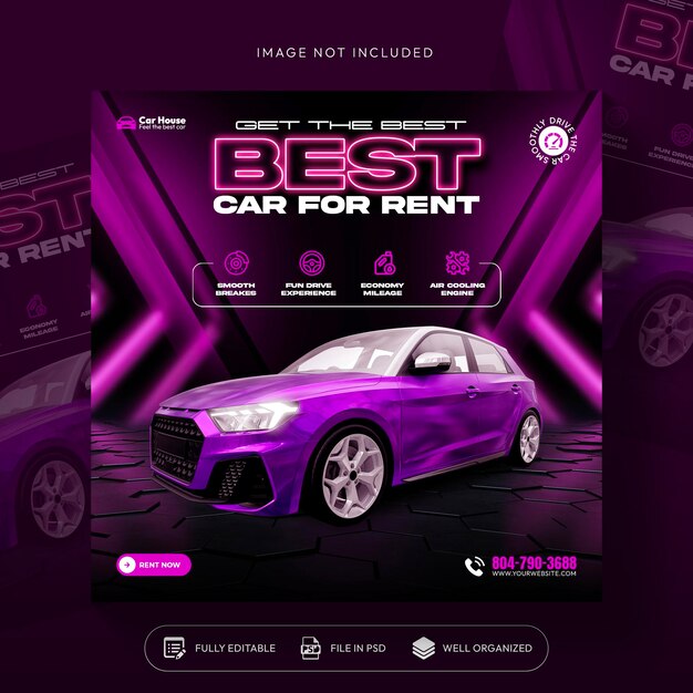 car rent and sale automotive social media banner or Instagram post template