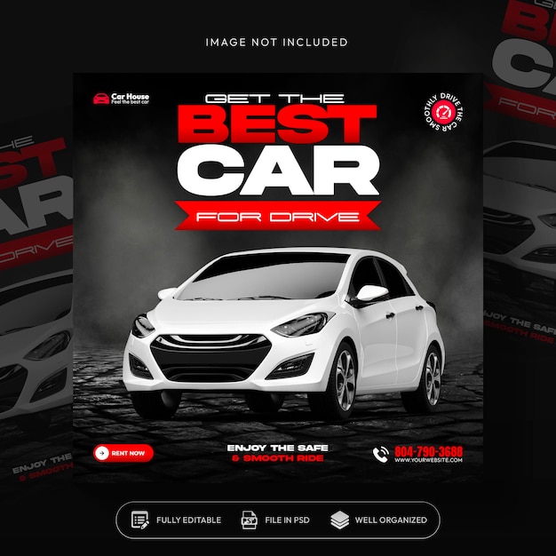 Free PSD car rent and sale automotive social media banner or instagram post template
