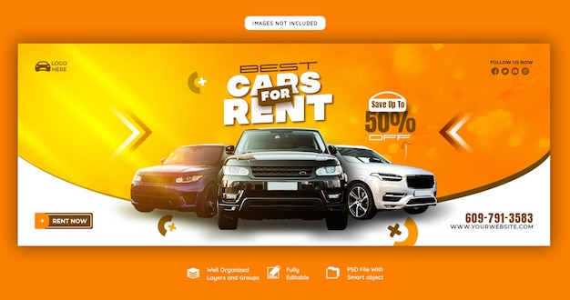 Free PSD car rental and automotive facebook cover template