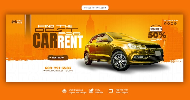 Free PSD car rental and automotive facebook cover template