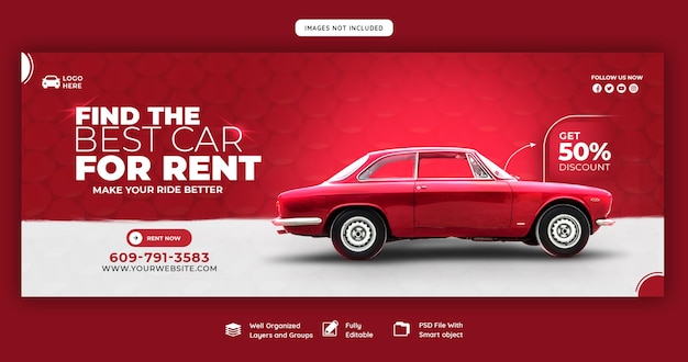 Car rental and automotive facebook cover template