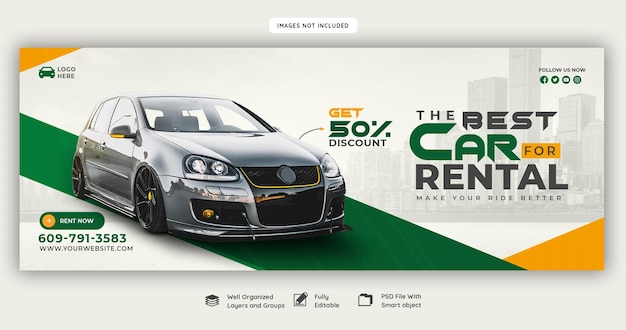 Free PSD car rental and automotive facebook cover template