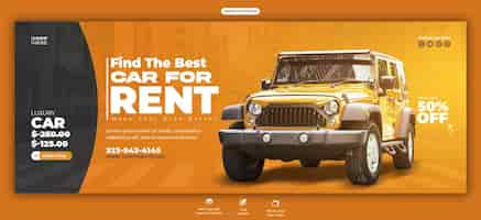 Free PSD car rental and automotive facebook cover template