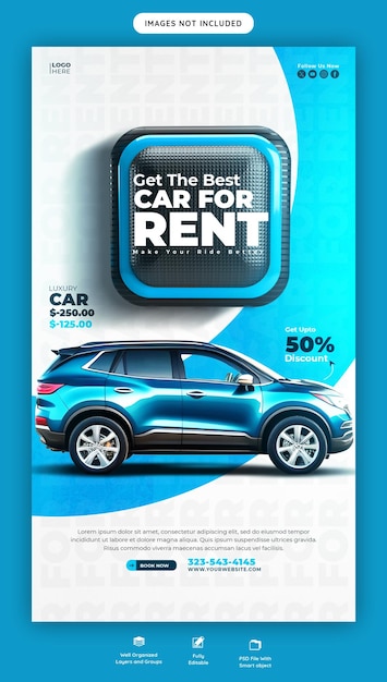 Car rental and automotive instagram and facebook story template