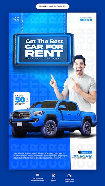 Free PSD car rental and automotive instagram and facebook story template