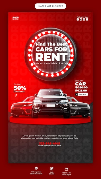 Car rental and automotive instagram and facebook story template