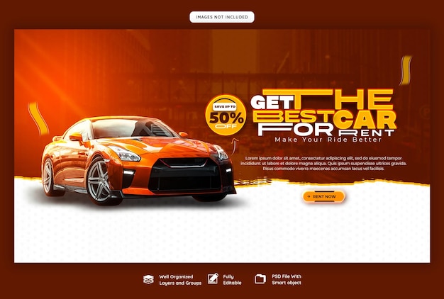 Free PSD car rental and automotive web banner template