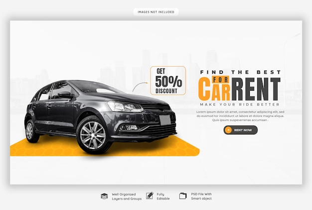 Free PSD car rental and automotive web banner template