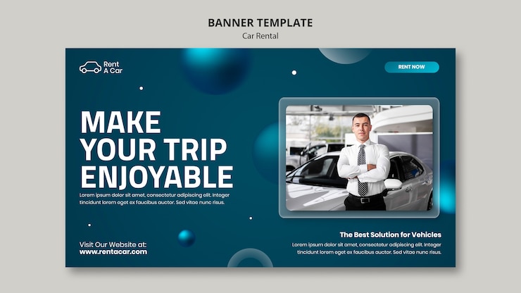 Free PSD car rental banner template design