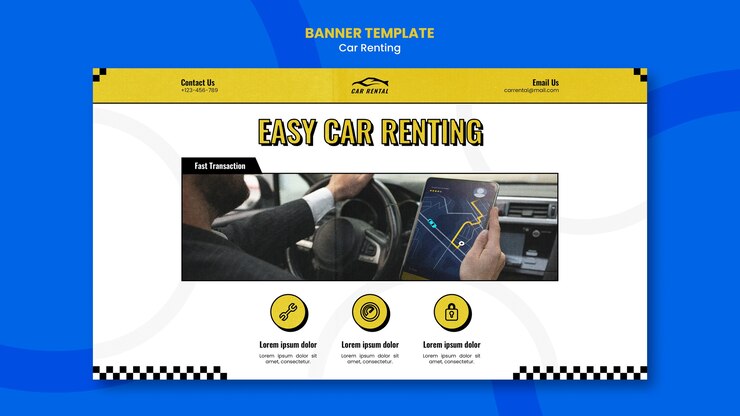 Free PSD car rental horizontal banner template