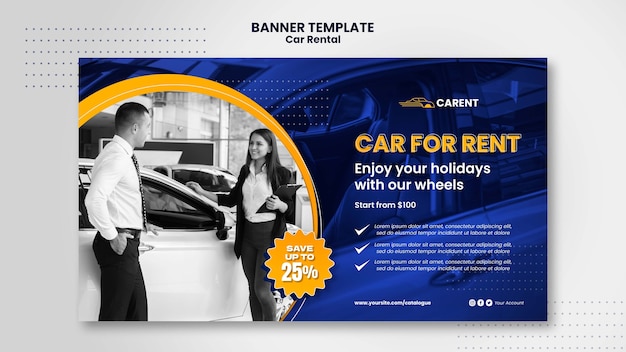 Free PSD car rental horizontal banner template