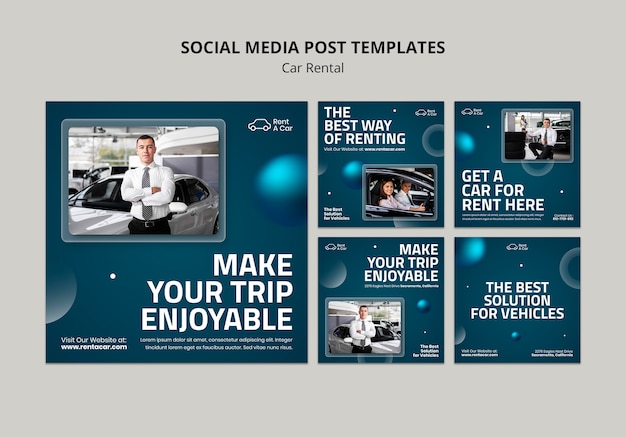 Free PSD car rental instagram posts template design