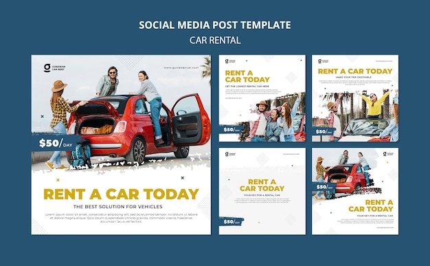 Free PSD car rental instagram posts template