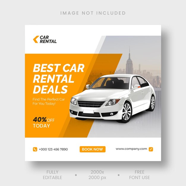 Car rental Instagram social media post banner template