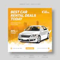 Free PSD car rental instagram social media post banner template