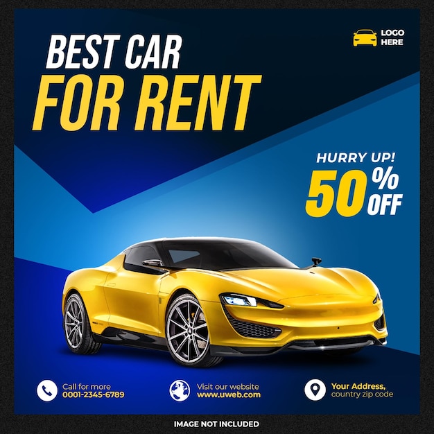 Free PSD car rental instagram social media post banner