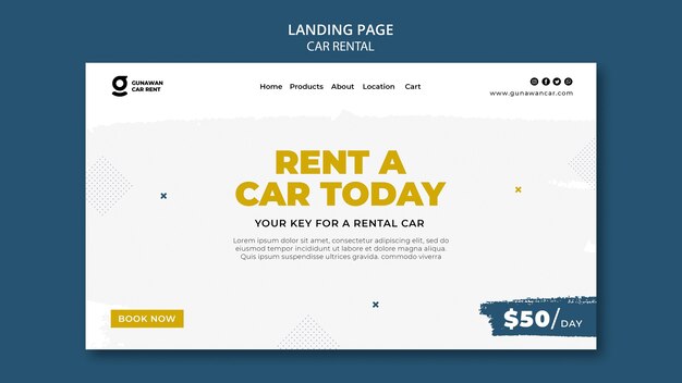 car rental landing page template