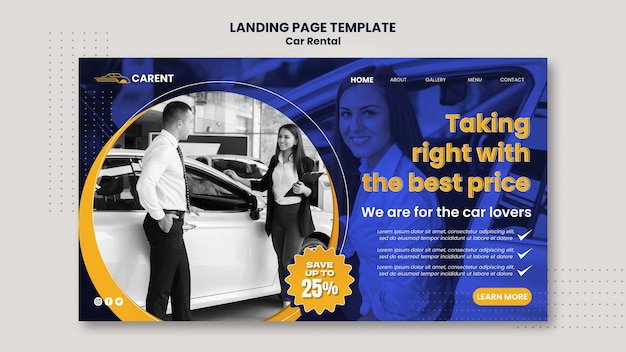 Car rental landing page template