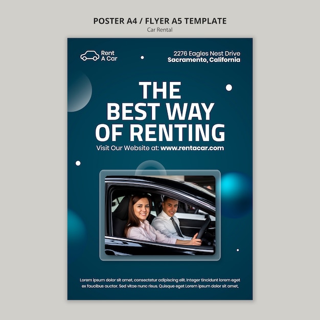 Free PSD car rental poster template design