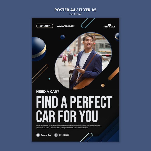 Car rental poster template design