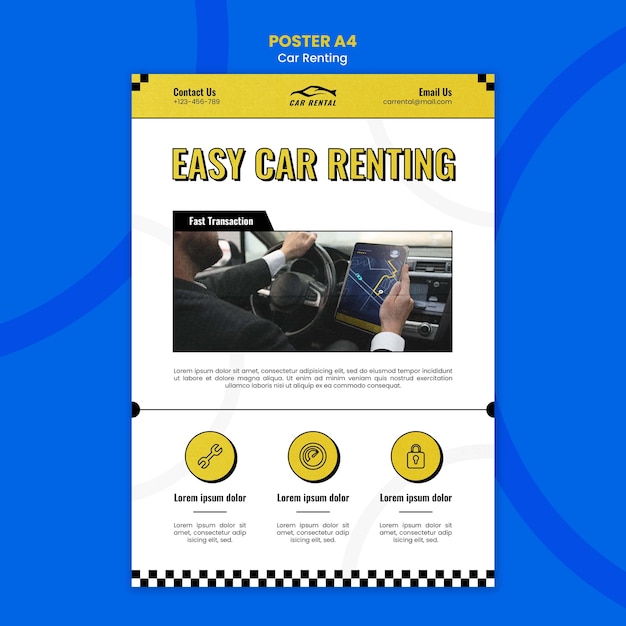 Free PSD car rental vertical poster template
