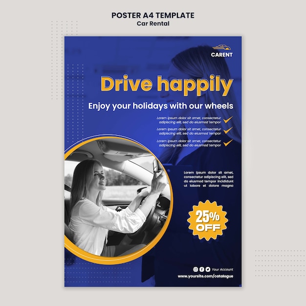 Free PSD car rental vertical poster template