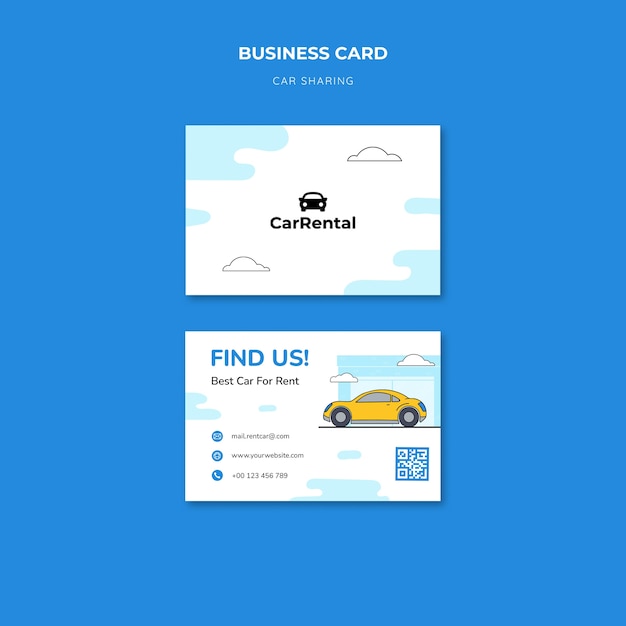 Бесплатный PSD Шаблон визитной карточки службы каршеринга