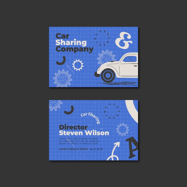 Free PSD car sharing service business card template