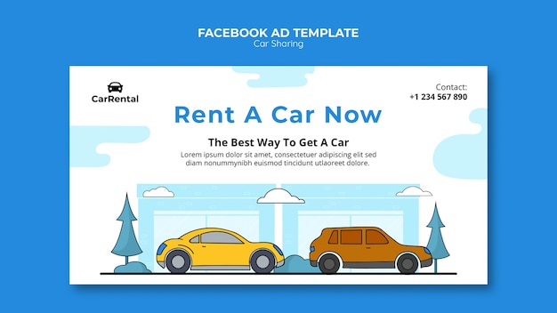 Free PSD car sharing service facebook template