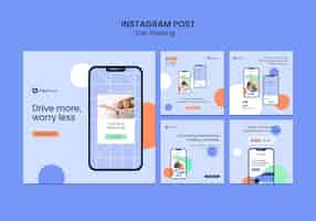 Free PSD car sharing service instagram posts