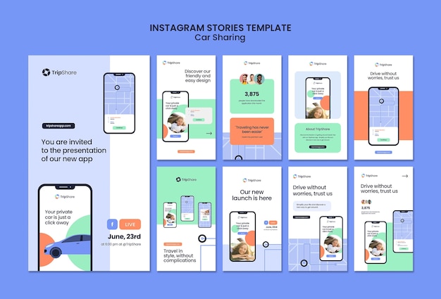 Car Sharing Service Instagram Stories – PSD Templates