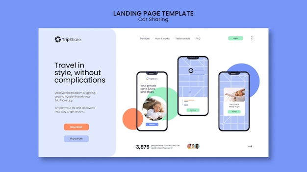 カーシェアリングサービスのランディングページテンプレート