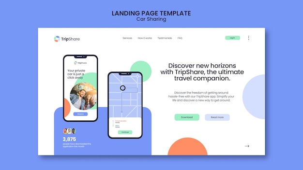 Car sharing service landing page template