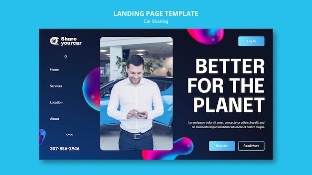 Free PSD car sharing service landing page template