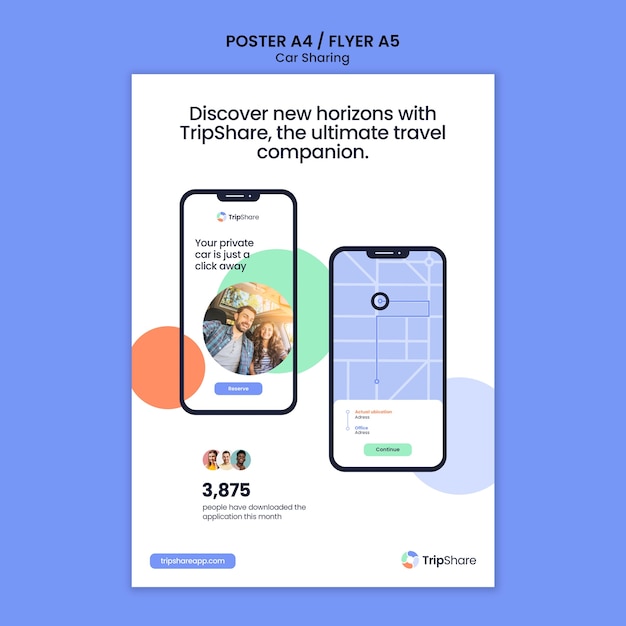 無料PSD カーシェアリングサービスポスターテンプレート