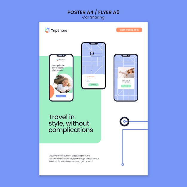 無料PSD カーシェアリングサービスポスターテンプレート