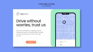 PSD gratuito modello di copertina per youtube del servizio di car sharing