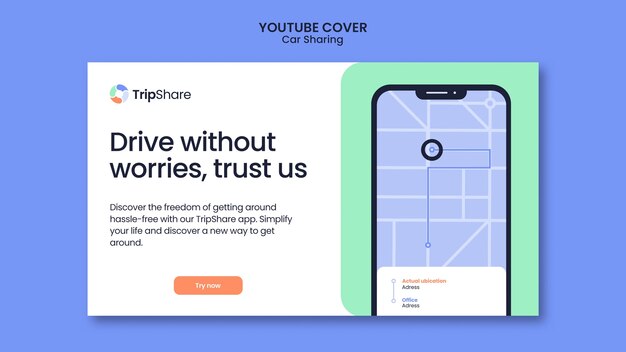 Шаблон обложки youtube службы каршеринга
