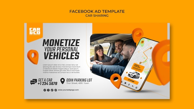 Free PSD car sharing template design