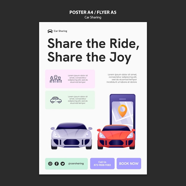 PSD gratuito progettazione del modello di car sharing