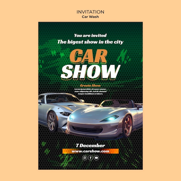 Free PSD car show invitation template