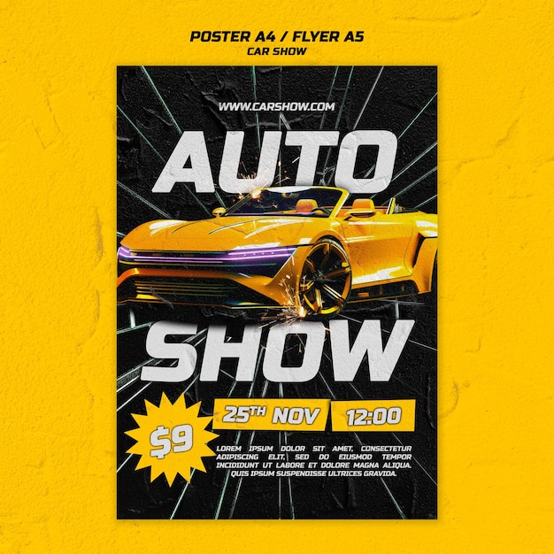 Modello di poster per spettacolo automobilistico