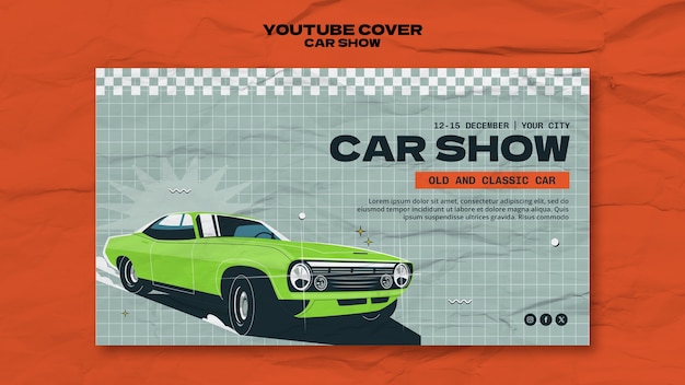 Бесплатный PSD Обложка автомобильного шоу на youtube