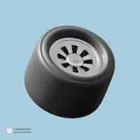 Free PSD car tire icon isolated 3d render illustration