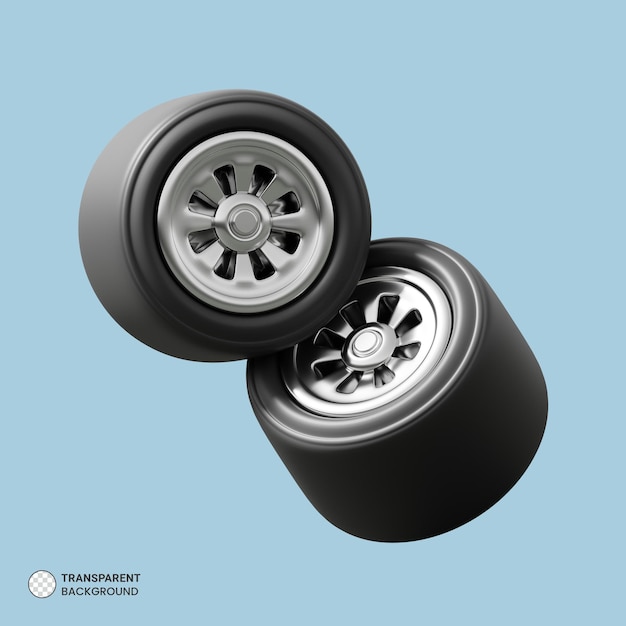 Free PSD car tire icon isolated 3d render illustration