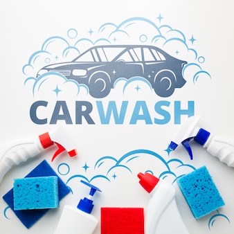 Car wash concept with cleaning products